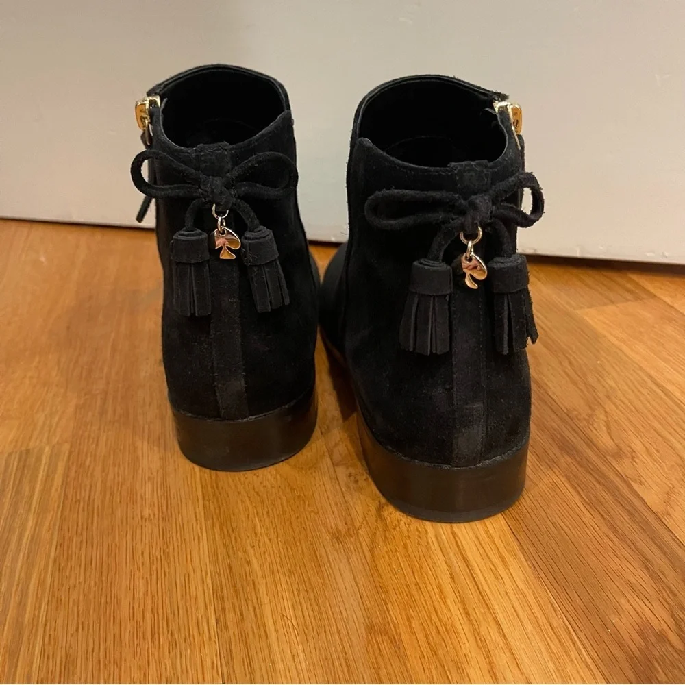 Kate Spade NY Saddle Black Suede Back Bow Tassel boots size 7.5 - Picture 9 of 16